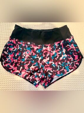 Athleta Multicolor Pink Teal Black Print Running Shorts